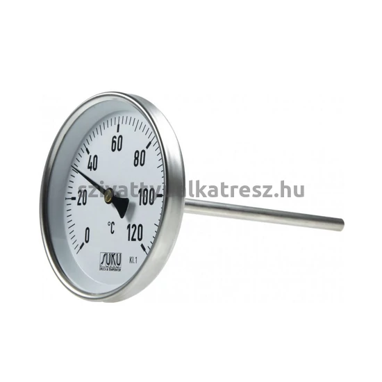 Saválló bimetál hőmérő, 0 +120˚C, L60mm, védőcsővel