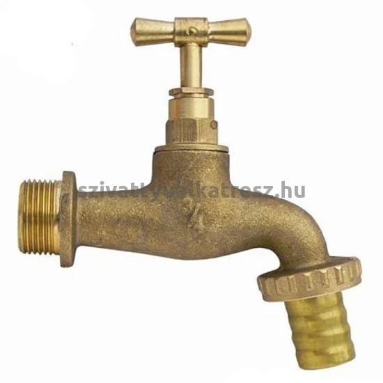 Kerticsap 3/4"-os, réz,  3/4" réz tömlővég kifolyóval, 1345055